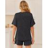 image:imageEkouaer Women 2 Piece Lounge Set 2026 Summer Cruise Outfits Ribbed Loose Short Sleeve Matching Sets with pocketDark Gray