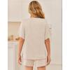 image:imageEkouaer Women 2 Piece Lounge Set 2026 Summer Cruise Outfits Ribbed Loose Short Sleeve Matching Sets with pocketLight Khaki