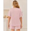 image:imageEkouaer Women 2 Piece Lounge Set 2026 Summer Cruise Outfits Ribbed Loose Short Sleeve Matching Sets with pocketLight Pink