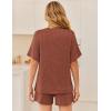 image:imageEkouaer Women 2 Piece Lounge Set 2026 Summer Cruise Outfits Ribbed Loose Short Sleeve Matching Sets with pocketTerracotta