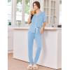 image:imageEkouaer Women Pajama Set Short Sleeve Button Down Pjs Soft Comfy Sleepwear Nightwear with Jogger PantsLight Blue