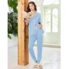 image:imageEkouaer Women Pajama Set Short Sleeve Button Down Pjs Soft Comfy Sleepwear Nightwear with Jogger PantsLight Blue