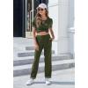 image:imageEkouaer Women Soft Pant Sets Short Sleeve Top and Long Pants Pjs 2 Piece Lightweight Pajama Sets with PocketsArmy Green
