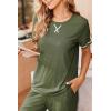 image:imageEkouaer Women Soft Pant Sets Short Sleeve Top and Long Pants Pjs 2 Piece Lightweight Pajama Sets with PocketsArmy Green