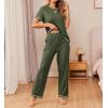 image:imageEkouaer Women Soft Pant Sets Short Sleeve Top and Long Pants Pjs 2 Piece Lightweight Pajama Sets with PocketsArmy Green