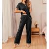 image:imageEkouaer Women Soft Pant Sets Short Sleeve Top and Long Pants Pjs 2 Piece Lightweight Pajama Sets with PocketsBlack