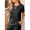 image:imageEkouaer Women Soft Pant Sets Short Sleeve Top and Long Pants Pjs 2 Piece Lightweight Pajama Sets with PocketsBlack