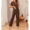 image:imageEkouaer Women Soft Pant Sets Short Sleeve Top and Long Pants Pjs 2 Piece Lightweight Pajama Sets with PocketsBrown