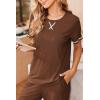 image:imageEkouaer Women Soft Pant Sets Short Sleeve Top and Long Pants Pjs 2 Piece Lightweight Pajama Sets with PocketsBrown