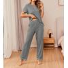 image:imageEkouaer Women Soft Pant Sets Short Sleeve Top and Long Pants Pjs 2 Piece Lightweight Pajama Sets with PocketsGrey