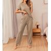 image:imageEkouaer Women Soft Pant Sets Short Sleeve Top and Long Pants Pjs 2 Piece Lightweight Pajama Sets with PocketsKhaki