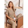 image:imageEkouaer Women Soft Pant Sets Short Sleeve Top and Long Pants Pjs 2 Piece Lightweight Pajama Sets with PocketsKhaki