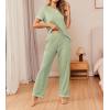 image:imageEkouaer Women Soft Pant Sets Short Sleeve Top and Long Pants Pjs 2 Piece Lightweight Pajama Sets with PocketsLight Green