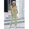 image:imageEkouaer Women Soft Pant Sets Short Sleeve Top and Long Pants Pjs 2 Piece Lightweight Pajama Sets with PocketsLight Green