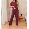 image:imageEkouaer Women Soft Pant Sets Short Sleeve Top and Long Pants Pjs 2 Piece Lightweight Pajama Sets with PocketsWine Red