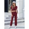 image:imageEkouaer Women Soft Pant Sets Short Sleeve Top and Long Pants Pjs 2 Piece Lightweight Pajama Sets with PocketsWine Red