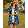 image:imageEkouaer Women Zipper Front House Coat Short Sleeves Robe Zip Up Bathrobes Short Nightgown with Pockets S3XLBlue Leaf