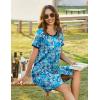 image:imageEkouaer Women Zipper Front House Coat Short Sleeves Robe Zip Up Bathrobes Short Nightgown with Pockets S3XLDark Blue Floral