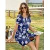 image:imageEkouaer Women Zipper Front House Coat Short Sleeves Robe Zip Up Bathrobes Short Nightgown with Pockets S3XLEvening Blue Vines