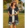 image:imageEkouaer Women Zipper Front House Coat Short Sleeves Robe Zip Up Bathrobes Short Nightgown with Pockets S3XLFloral Butterfly