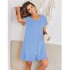 image:imageEkouaer Women Zipper Front House Coat Short Sleeves Robe Zip Up Bathrobes Short Nightgown with Pockets S3XLLight Sky Blue