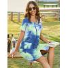 image:imageEkouaer Women Zipper Front House Coat Short Sleeves Robe Zip Up Bathrobes Short Nightgown with Pockets S3XLTie Dye Blue