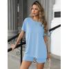 image:imageEkouaer Womens 2 Piece Lounge Set 2026 Summer Biker Shorts Set Outfits Short Sleeve Oversized Top Matching TracksuitBlue
