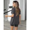 image:imageEkouaer Womens 2 Piece Lounge Set 2026 Summer Biker Shorts Set Outfits Short Sleeve Oversized Top Matching TracksuitDark Grey