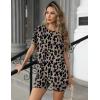 image:imageEkouaer Womens 2 Piece Lounge Set 2026 Summer Biker Shorts Set Outfits Short Sleeve Oversized Top Matching TracksuitLeopard