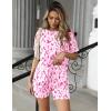 image:imageEkouaer Womens 2 Piece Lounge Set 2026 Summer Biker Shorts Set Outfits Short Sleeve Oversized Top Matching TracksuitTiedye Pink Butterfly