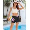 image:imageEkouaer Womens 3 Board Shorts High Waisted Swim Shorts Swimsuit Bottoms Beach Shorts with Pockets S2XLBlack With Lily Flower