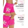 image:imageEkouaer Womens 3 Board Shorts High Waisted Swim Shorts Swimsuit Bottoms Beach Shorts with Pockets S2XLPink With Lily Flower