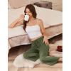 image:imageEkouaer Womens Capri Pajama Pants 2026 Wide Leg Lounge Sleep Pants Soft Comfy Drawstring Pj Bottoms with PocketsArmy Green