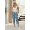 image:imageEkouaer Womens Capri Pajama Pants 2026 Wide Leg Lounge Sleep Pants Soft Comfy Drawstring Pj Bottoms with PocketsBlue Letter
