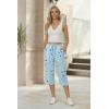 image:imageEkouaer Womens Capri Pajama Pants 2026 Wide Leg Lounge Sleep Pants Soft Comfy Drawstring Pj Bottoms with PocketsBlue Moon