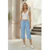 image:imageEkouaer Womens Capri Pajama Pants 2026 Wide Leg Lounge Sleep Pants Soft Comfy Drawstring Pj Bottoms with PocketsBlue Stars