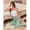 image:imageEkouaer Womens Capri Pajama Pants 2026 Wide Leg Lounge Sleep Pants Soft Comfy Drawstring Pj Bottoms with PocketsLight Green