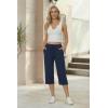 image:imageEkouaer Womens Capri Pajama Pants 2026 Wide Leg Lounge Sleep Pants Soft Comfy Drawstring Pj Bottoms with PocketsNavy Blue