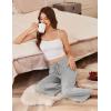image:imageEkouaer Womens Capri Pajama Pants 2026 Wide Leg Lounge Sleep Pants Soft Comfy Drawstring Pj Bottoms with PocketsPale Heather Gray