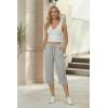 image:imageEkouaer Womens Capri Pajama Pants 2026 Wide Leg Lounge Sleep Pants Soft Comfy Drawstring Pj Bottoms with PocketsPale Heather Gray