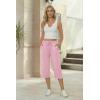 image:imageEkouaer Womens Capri Pajama Pants 2026 Wide Leg Lounge Sleep Pants Soft Comfy Drawstring Pj Bottoms with PocketsSolid Pink