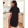 image:imageEkouaer Womens Nightgown Button Down Night Gowns Short Sleeve Sleepshirt V Neck Nightshirt Soft Sleepwear SXXLBlack Rose Cherry