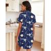 image:imageEkouaer Womens Nightgown Button Down Night Gowns Short Sleeve Sleepshirt V Neck Nightshirt Soft Sleepwear SXXLDark Blue Flower