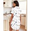 image:imageEkouaer Womens Nightgown Button Down Night Gowns Short Sleeve Sleepshirt V Neck Nightshirt Soft Sleepwear SXXLWhite Ash Flower