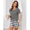 image:imageEkouaer Womens Pajama Sets 2 Piece Soft Short Sleeve Top and Shorts Sleepwear Round Neck Pjs Lounge Set with PocketsBlack and White Plaid