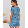 image:imageEkouaer Womens Pajama Sets 2 Piece Soft Short Sleeve Top and Shorts Sleepwear Round Neck Pjs Lounge Set with PocketsBlue Black Leopard