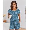 image:imageEkouaer Womens Pajama Sets 2 Piece Soft Short Sleeve Top and Shorts Sleepwear Round Neck Pjs Lounge Set with PocketsBlue Black Leopard
