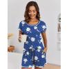 image:imageEkouaer Womens Pajama Sets 2 Piece Soft Short Sleeve Top and Shorts Sleepwear Round Neck Pjs Lounge Set with PocketsBlue Flowers