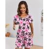 image:imageEkouaer Womens Pajama Sets 2 Piece Soft Short Sleeve Top and Shorts Sleepwear Round Neck Pjs Lounge Set with PocketsFivepointed Stars