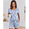 image:imageEkouaer Womens Pajama Sets 2 Piece Soft Short Sleeve Top and Shorts Sleepwear Round Neck Pjs Lounge Set with PocketsLavender Bouquet